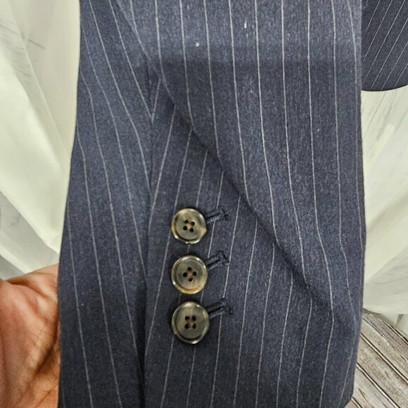 Gap Navy Blazer Single Breasted Blue Pinstriped Preppy Collegiate Office 20 - Picture 4 of 11